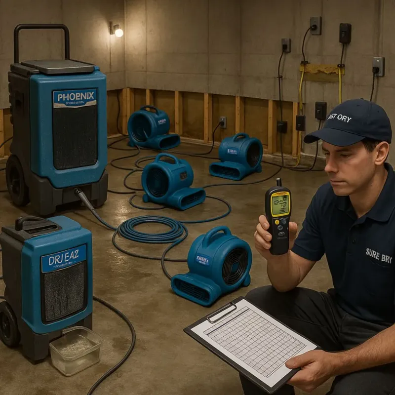 Structural Drying and Dehumidification process in Doolittle, TX